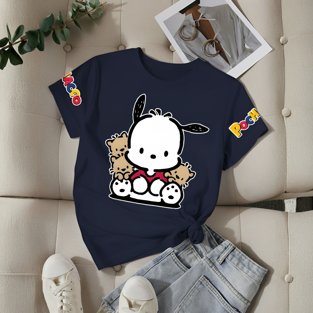 Double Sided Pochacco Printed Short Sleeve T Shirt