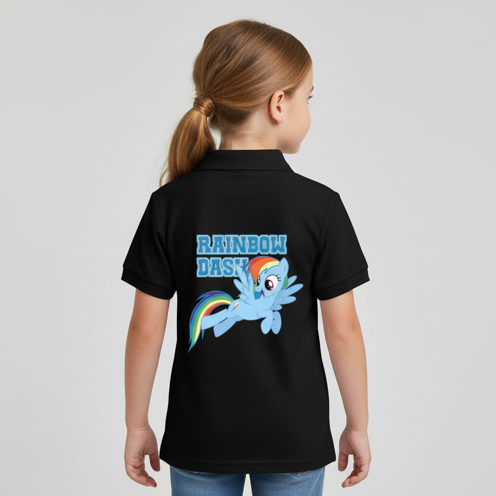 My Little Pony Rainbow Dash Printed Double Side Polo T Shirt For Girls