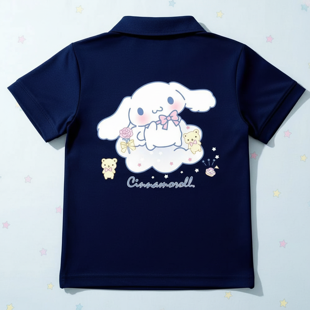 Cinnamoroll Double Sided Cartoon Print Casual Polo T Shirt For Girls