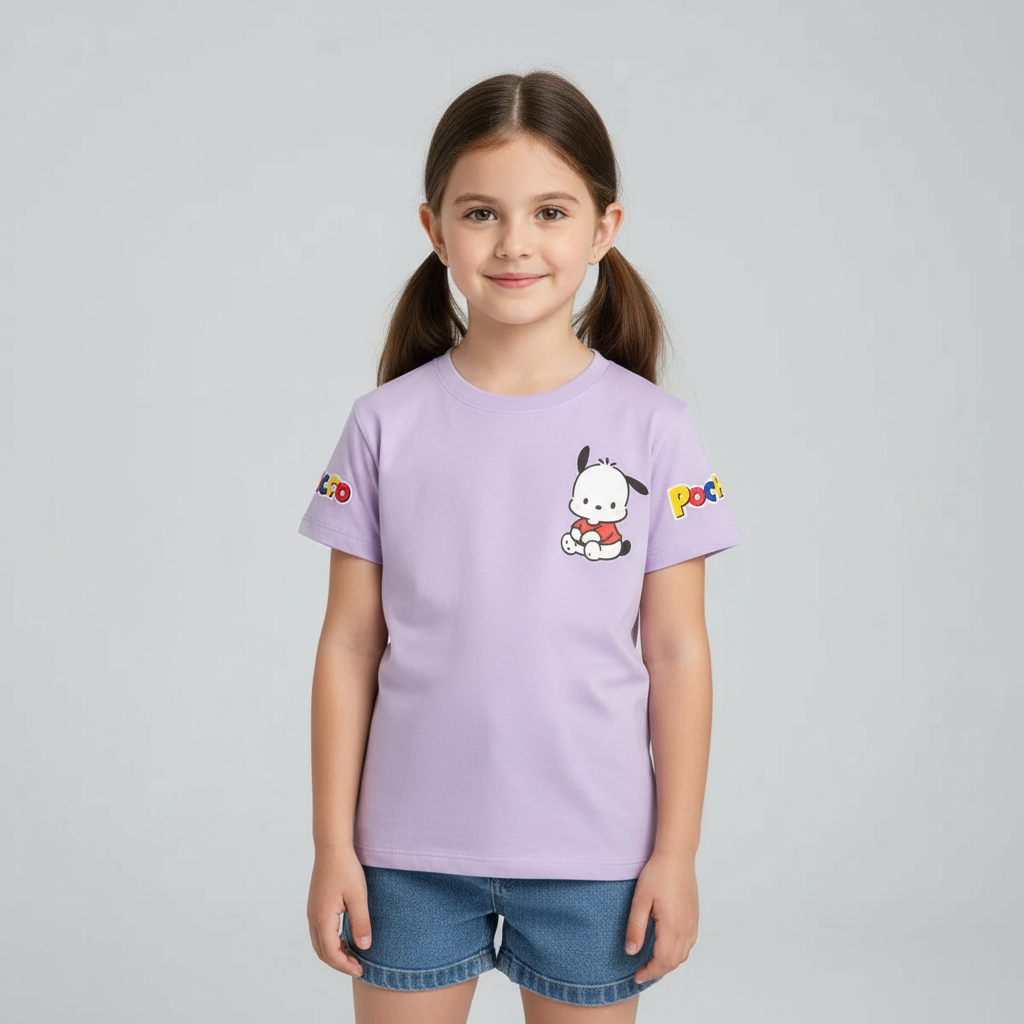 Pochacco Cartoon Printed Short Sleeves T Shirt For Girls