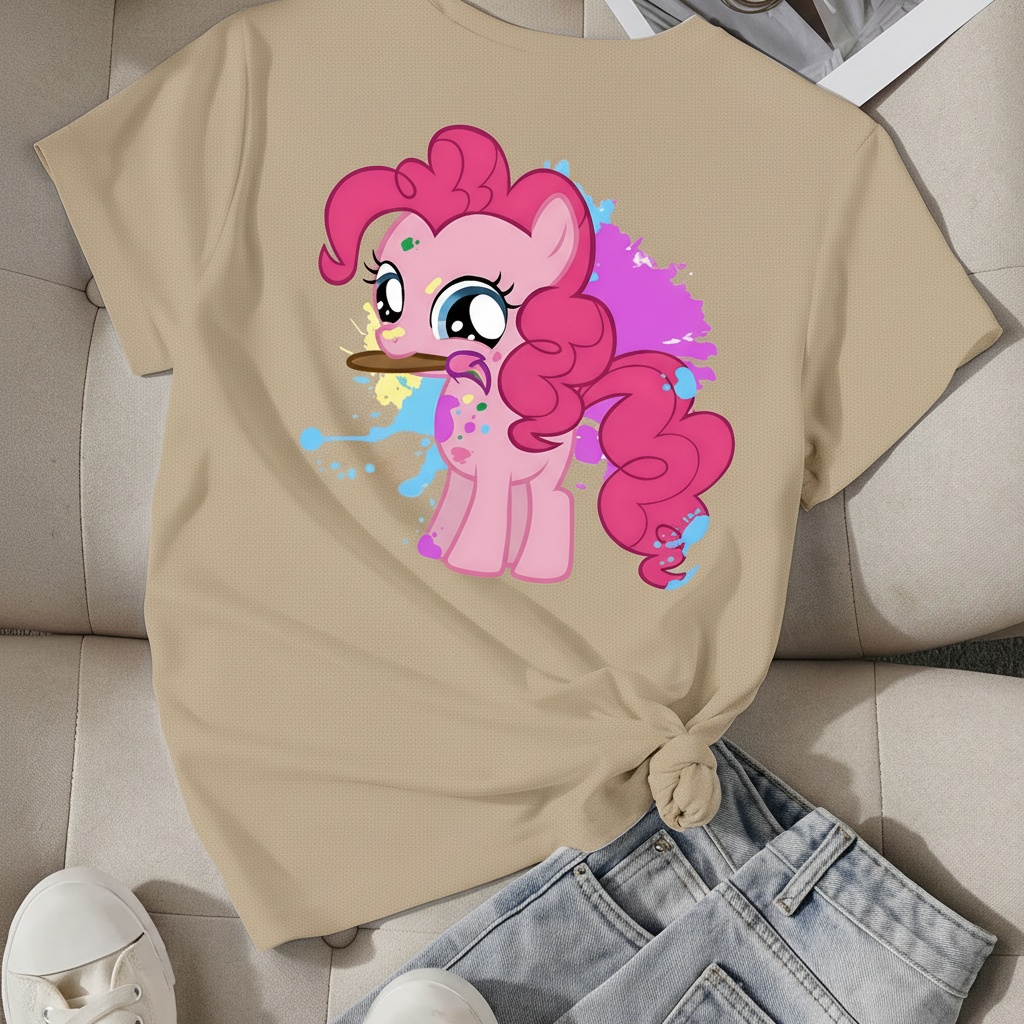 Pinkie Pie Graphic Theme Mesh Short Sleeve T Shirt For Girls