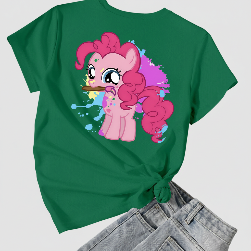 Pinkie Pie Graphic Theme Mesh Short Sleeve T Shirt For Girls