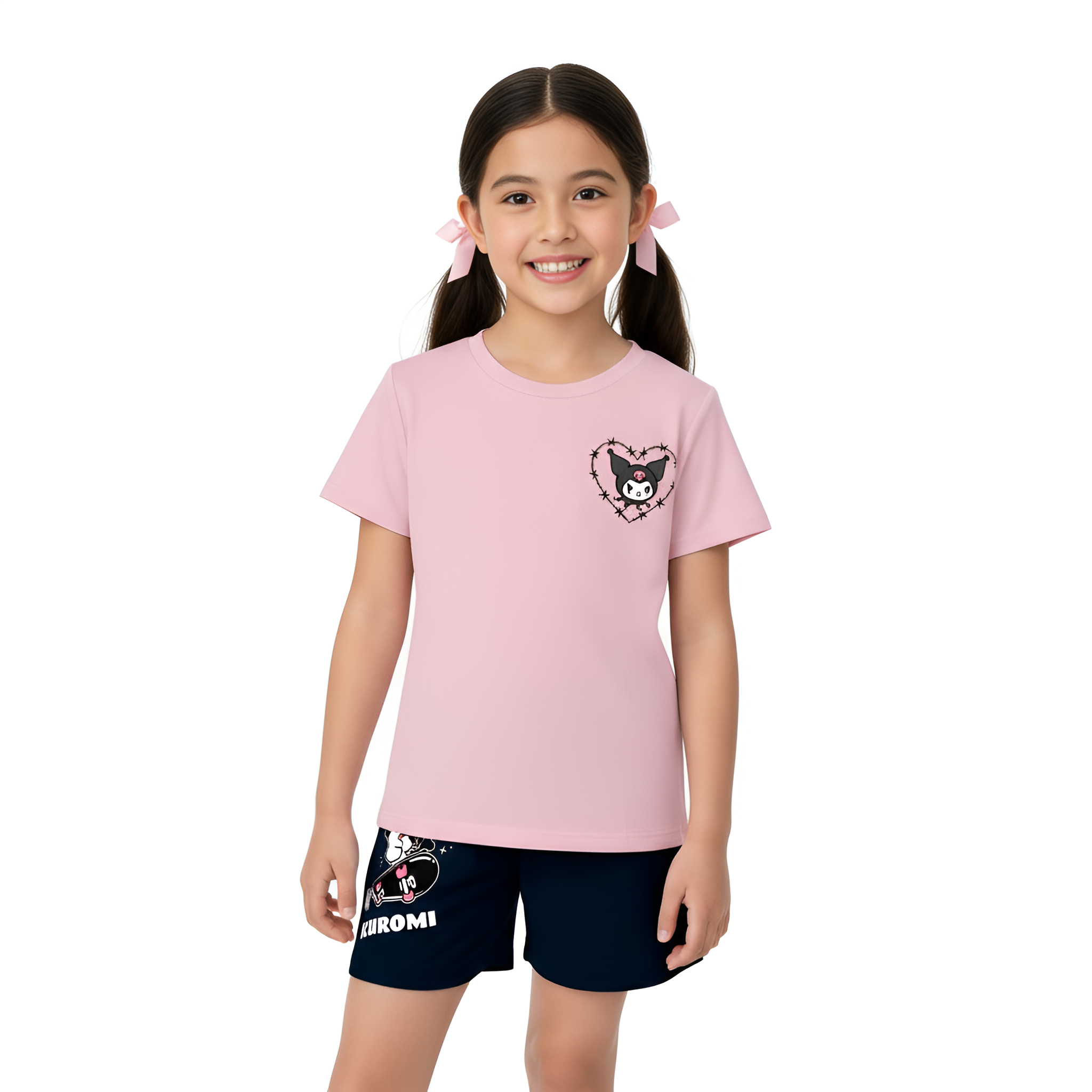 Kuromi Printed Mesh 2 Piece Outfit Set For Girls 