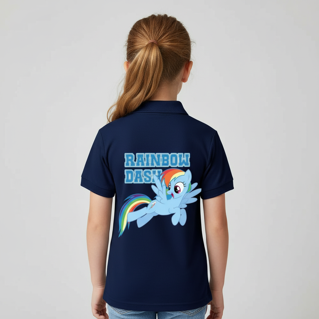 My Little Pony Rainbow Dash Printed Double Side Polo T Shirt For Girls