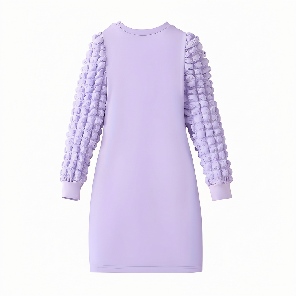 Kuromi Graphic Casual Dress With Puff Sleeves For Girls