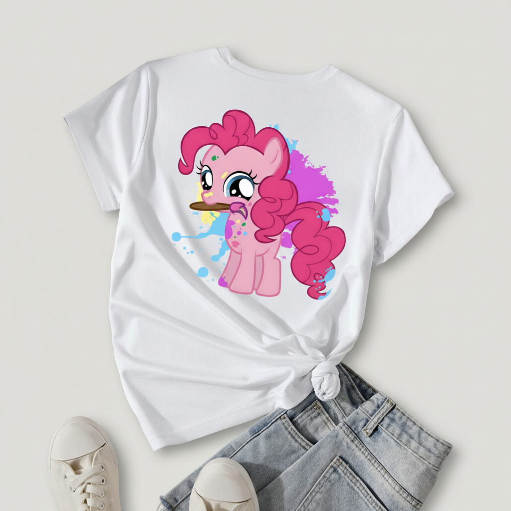 Pinkie Pie Graphic Theme Mesh Short Sleeve T Shirt For Girls