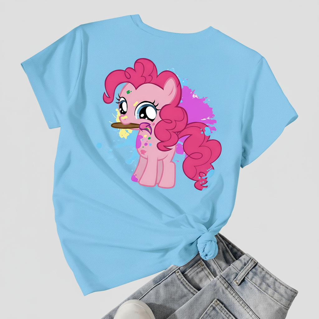 Pinkie Pie Graphic Theme Mesh Short Sleeve T Shirt For Girls