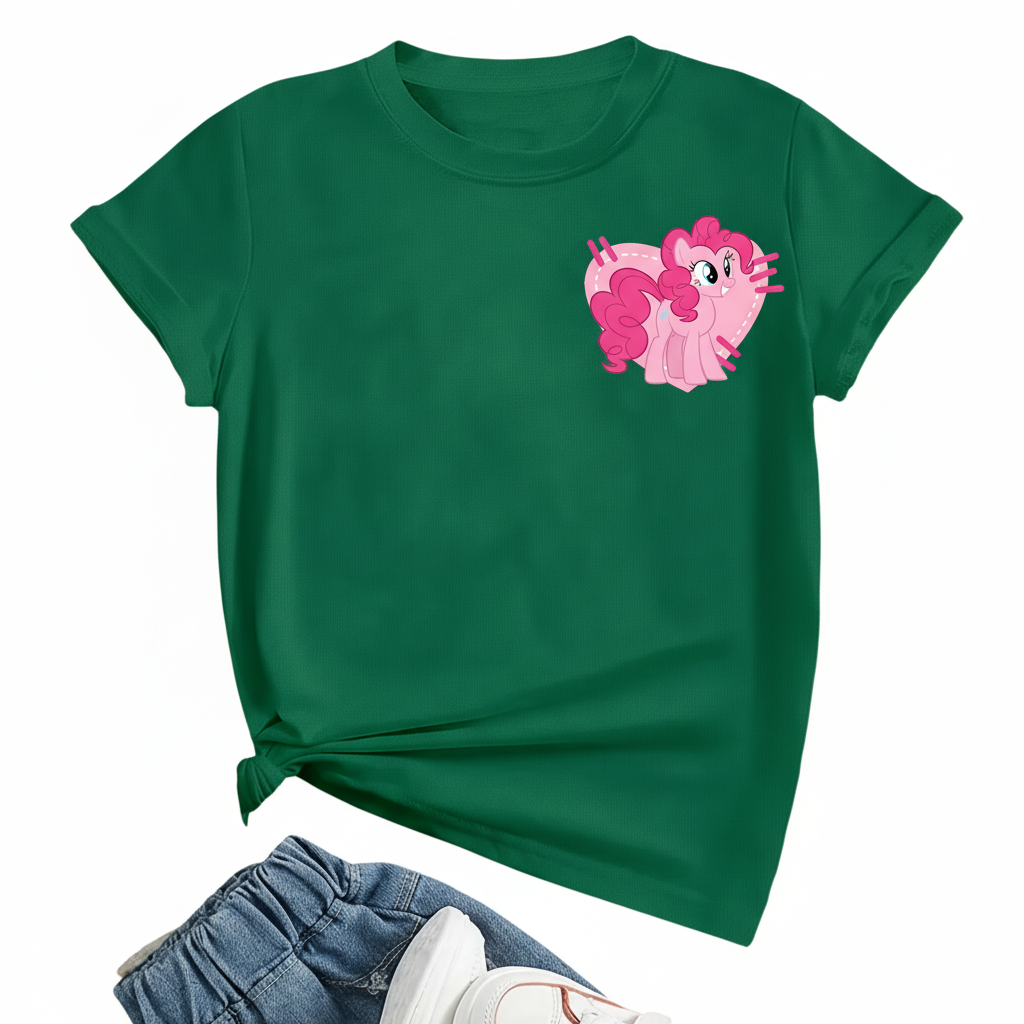 Pinkie Pie Graphic Theme Mesh Short Sleeve T Shirt For Girls