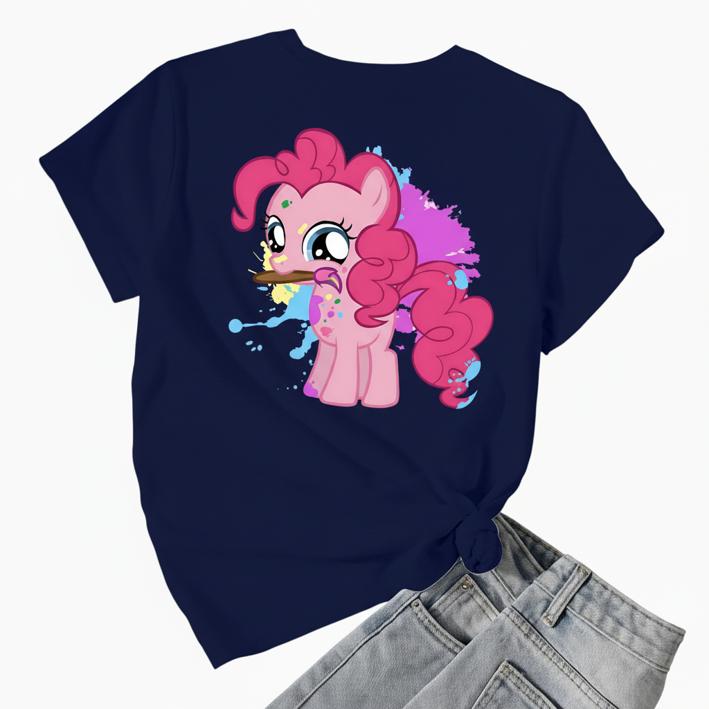 Pinkie Pie Graphic Theme Mesh Short Sleeve T Shirt For Girls