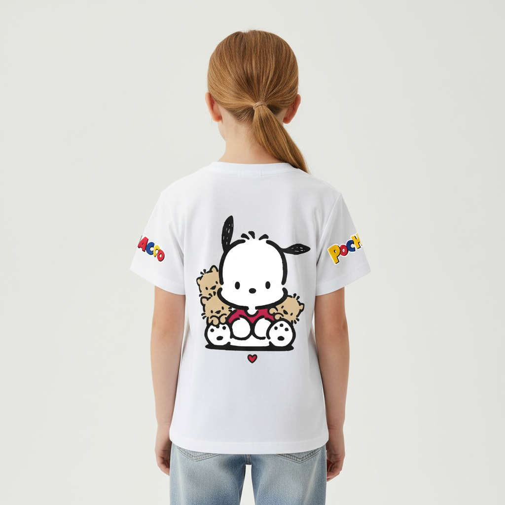 Pochacco Cartoon Printed Short Sleeves T Shirt For Girls