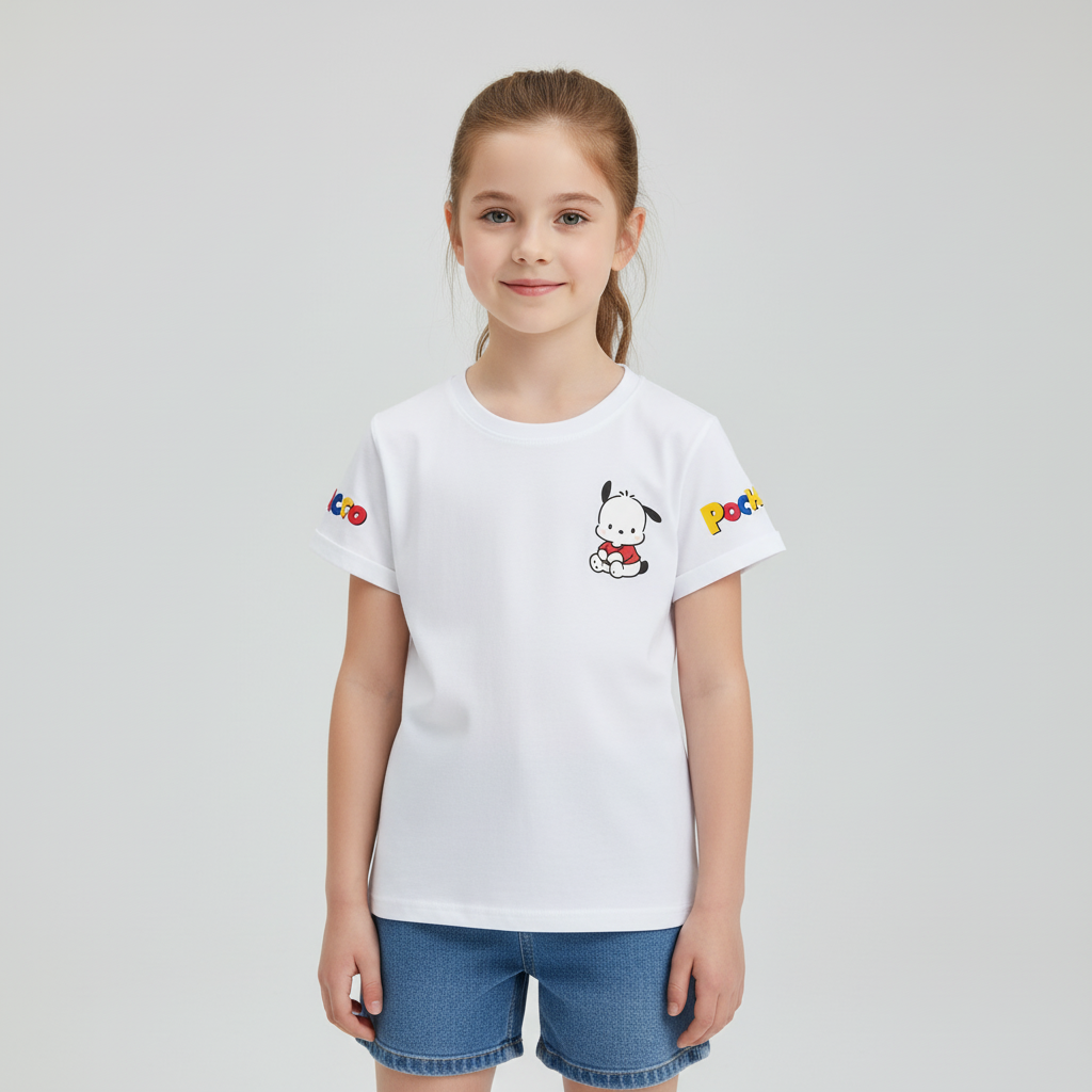 Pochacco Cartoon Printed Short Sleeves T Shirt For Girls