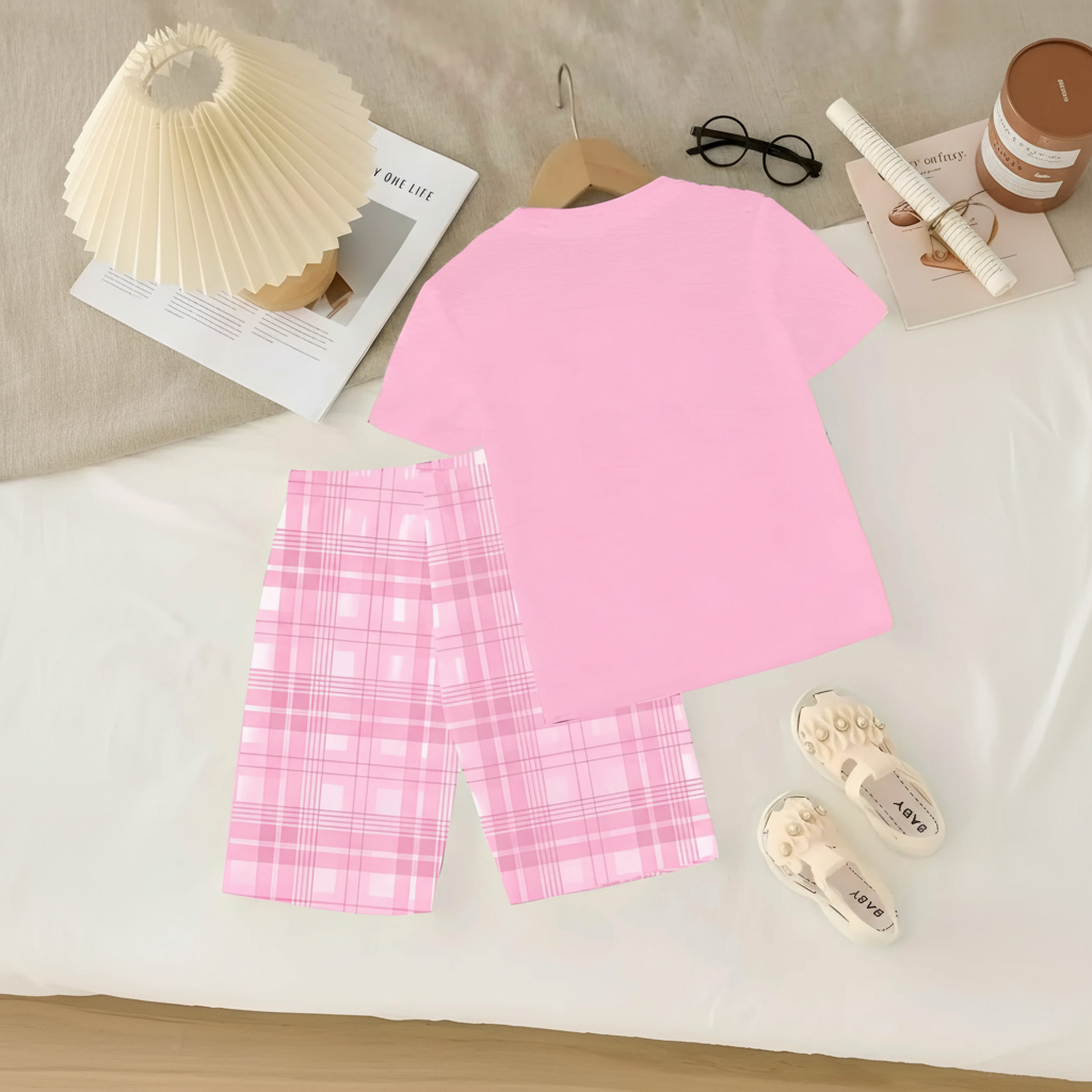 Let Me Sleep Text Print Top And Shorts Sleepwear Pajama Set For Girls