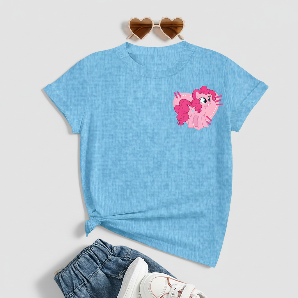 Pinkie Pie Graphic Theme Mesh Short Sleeve T Shirt For Girls