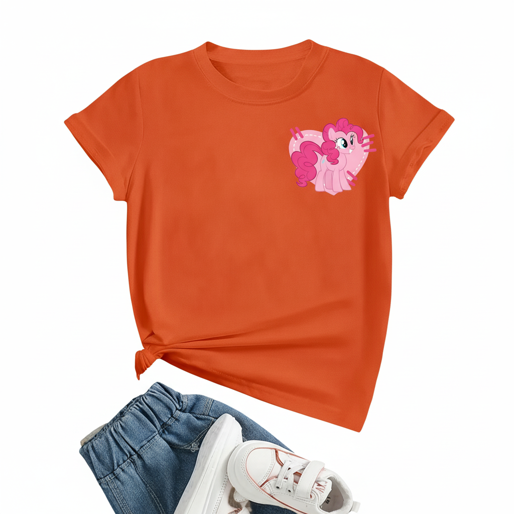 Pinkie Pie Graphic Theme Mesh Short Sleeve T Shirt For Girls