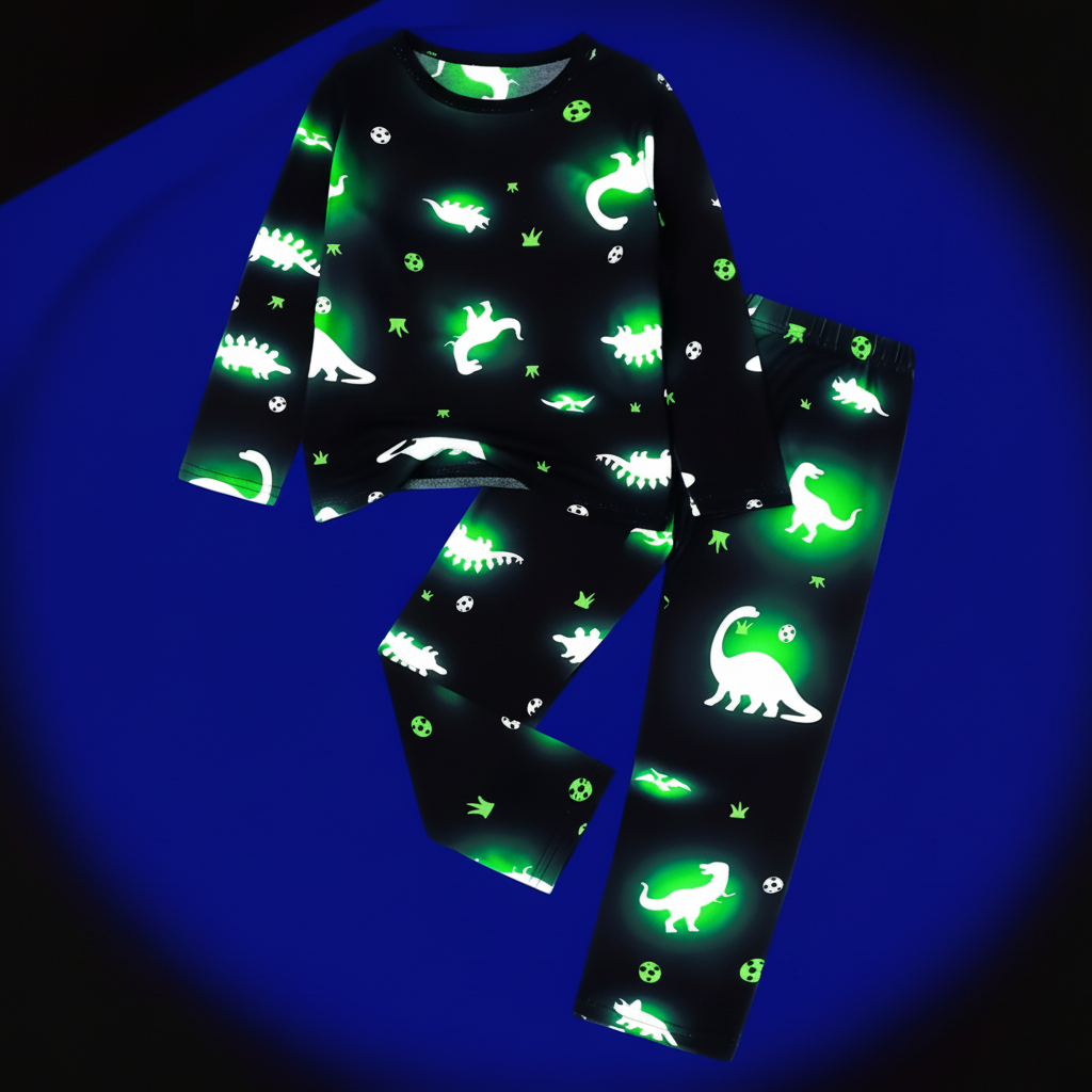 Long Sleeve Dinosaur Print Pajama Set For Boys