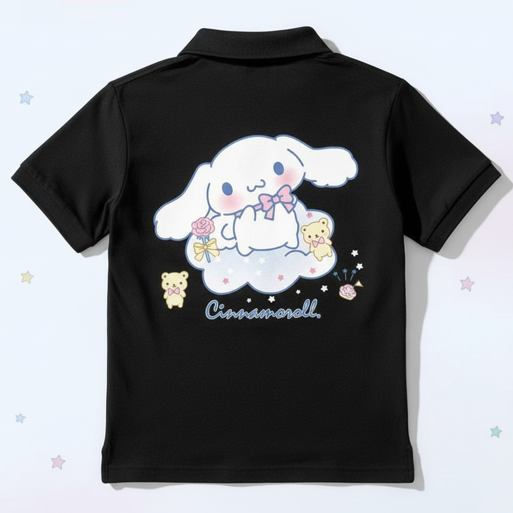 Cinnamoroll Double Sided Cartoon Print Casual Polo T Shirt For Girls