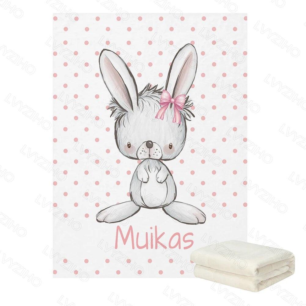 Woodland Animal Blanket – Personalized Forest Baby Name Throw-Children Cloth Shop