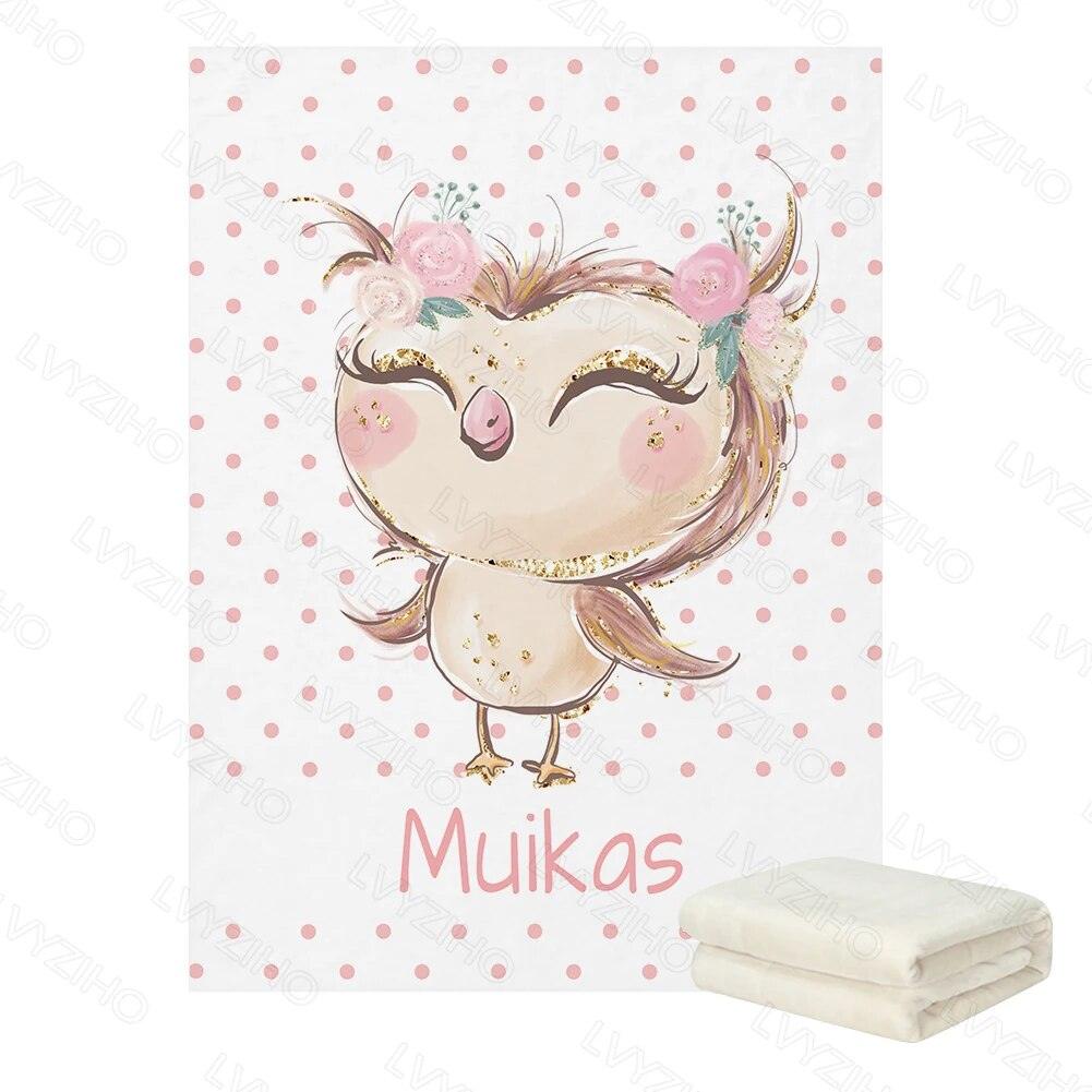 Woodland Animal Blanket – Personalized Forest Baby Name Throw-Children Cloth Shop