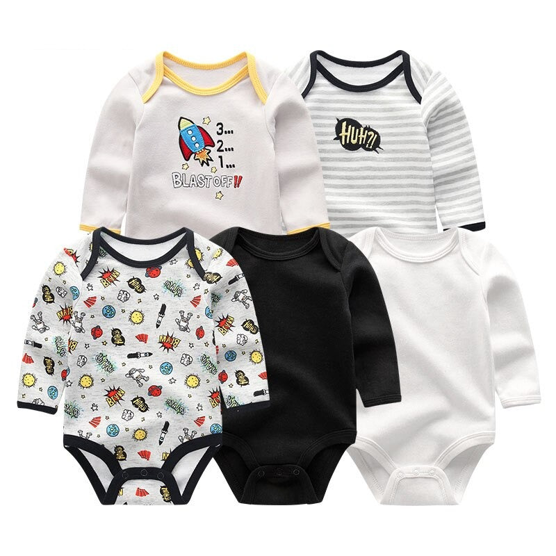 5 Pcs Cotton Toddler Bodysuits Set-Children Cloth Shop