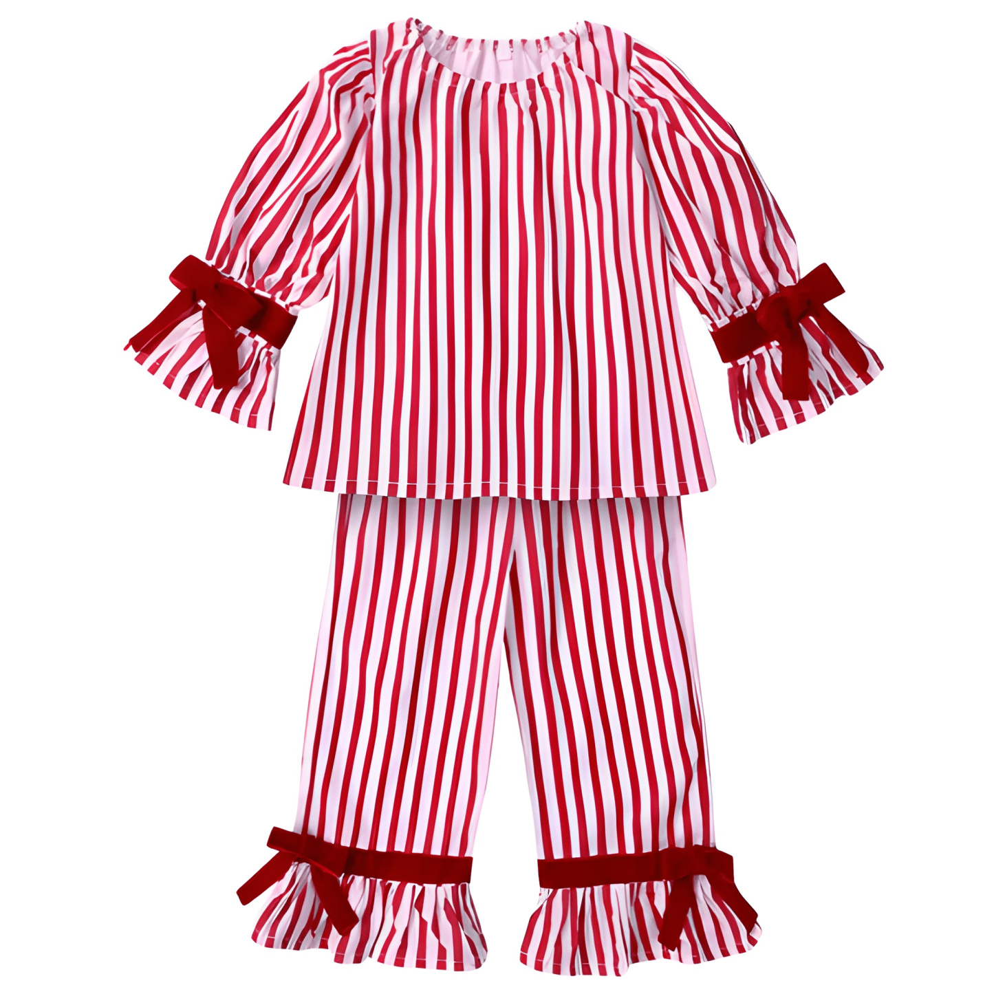 Kids Striped Christmas Pajama Set Cotton 2 Piece Outfit