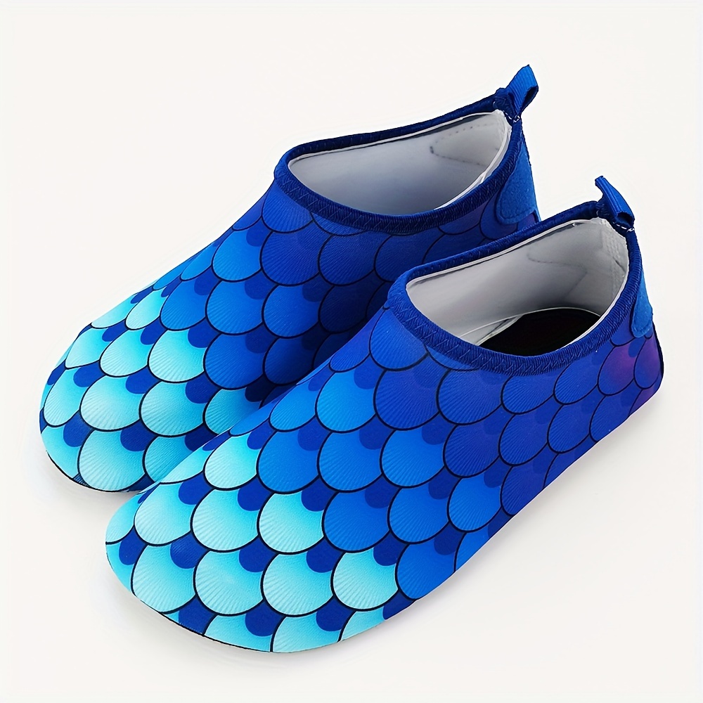 Lightweight Printed Fish Scale Quick Dry Aqua Water Shoes For Kids