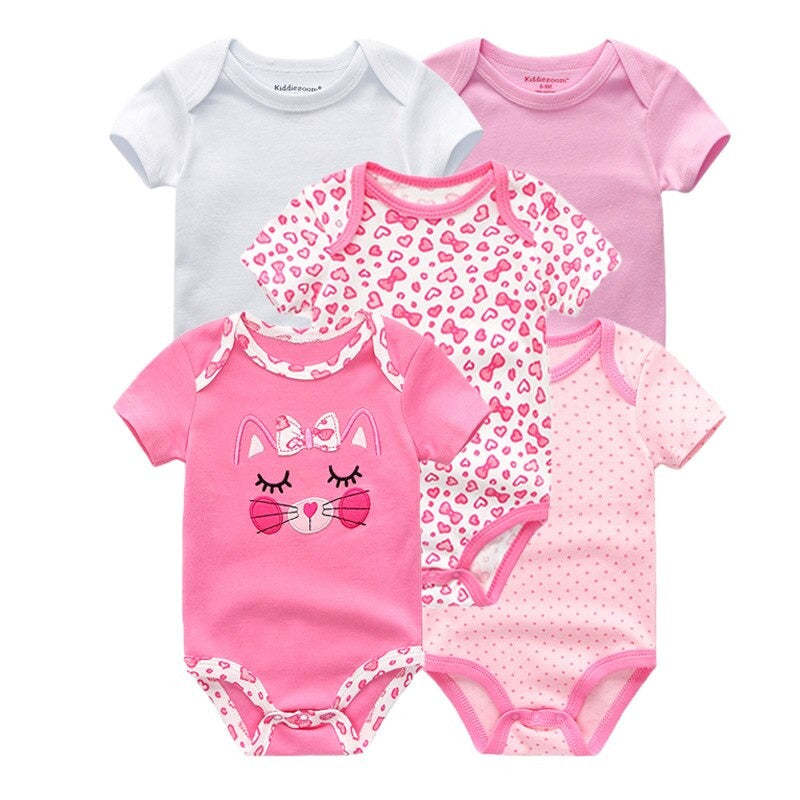 5Pcs Multicolor Unicorn Girls Bodysuit Sets-Children Cloth Shop
