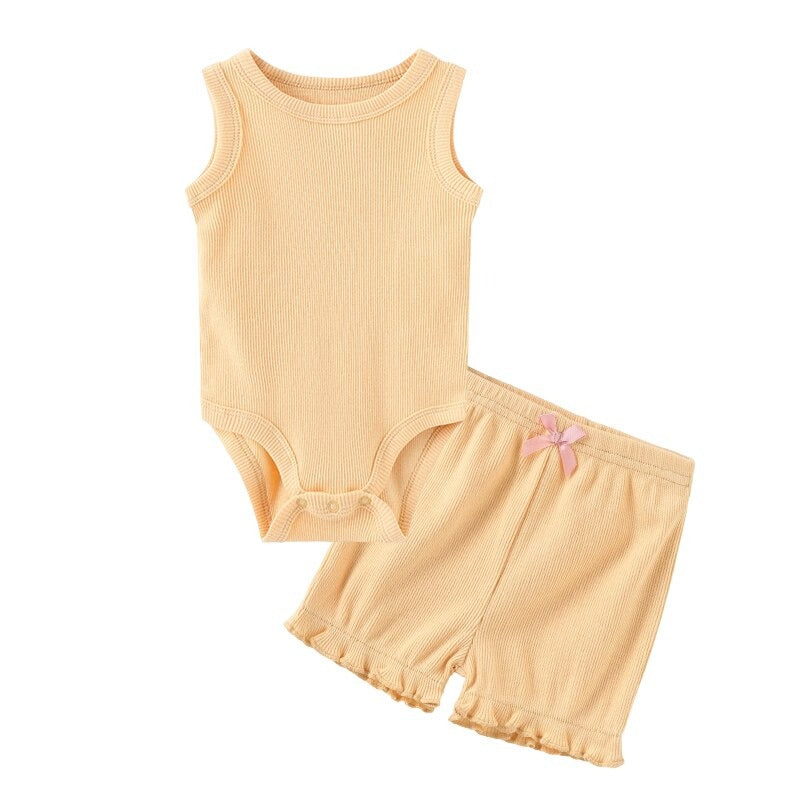 Sleeveless Bodysuit & Elastic Pants Set For Toddlers-Children Cloth Shop