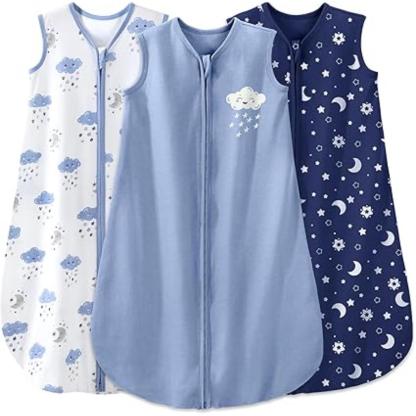 Sleeveless Zippered Blankets With Pack Of 3 Baby Sleep Sacks