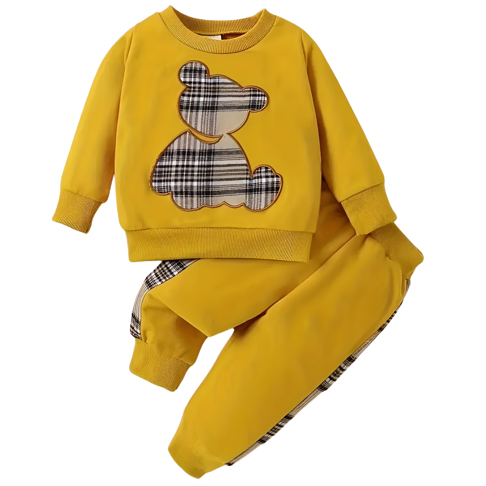 Baby Girls Round Neck Cartoon Print Long Sleeve Sweatshirt and Colorful Pants Two Piece Set