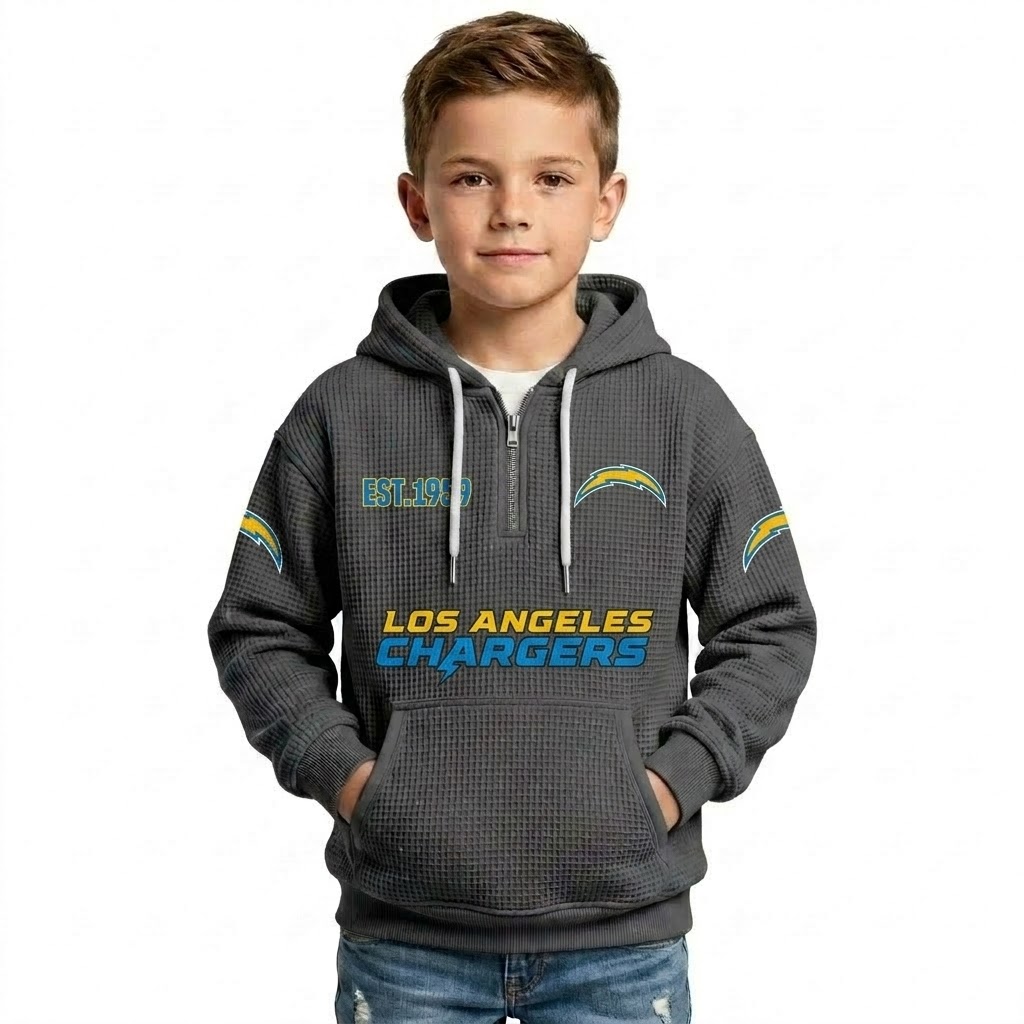 Los Angeles Chargers Themed Quarter Zip Hoodie For Kids