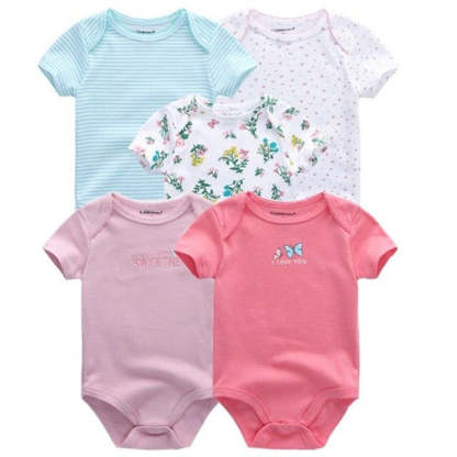 5Pcs Multicolor Unicorn Girls Bodysuit Sets-Children Cloth Shop