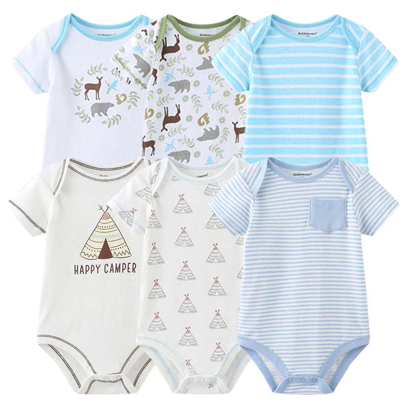 Multicolor Short Sleeve Unisex Baby Rompers-Children Cloth Shop