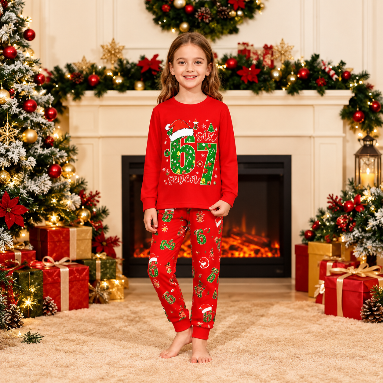 Christmas Viral 67 Pajama Set For Kids