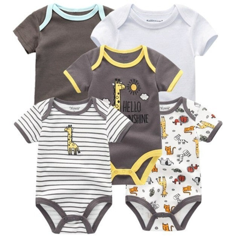 5Pcs Multicolor Unicorn Girls Bodysuit Sets-Children Cloth Shop