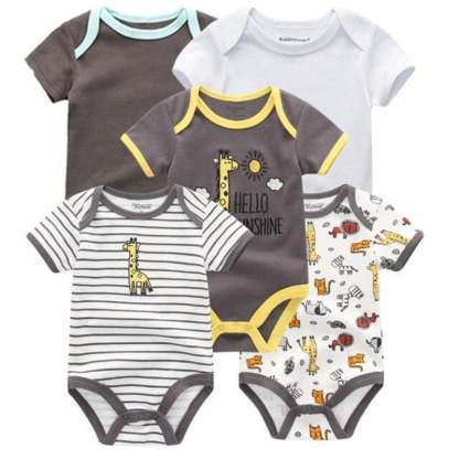 5Pcs Multicolor Unicorn Girls Bodysuit Sets-Children Cloth Shop