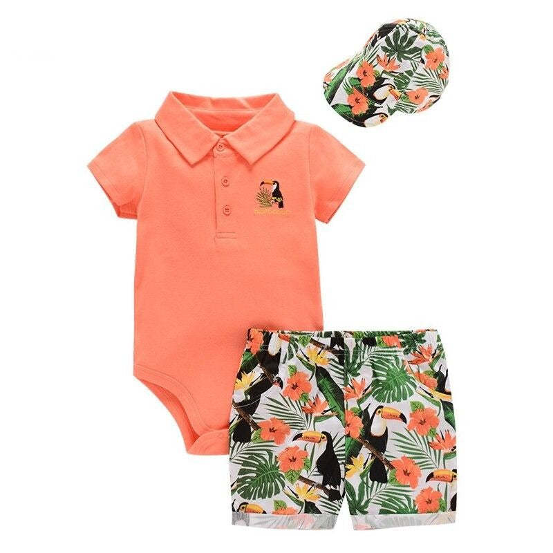 3Pcs Casual Infant Outfit With Hat-Children Cloth Shop