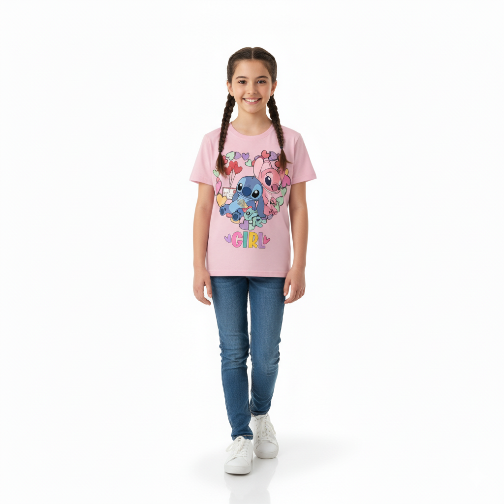 Stitch Angel Cartoon Colorful Print Kids Shirt