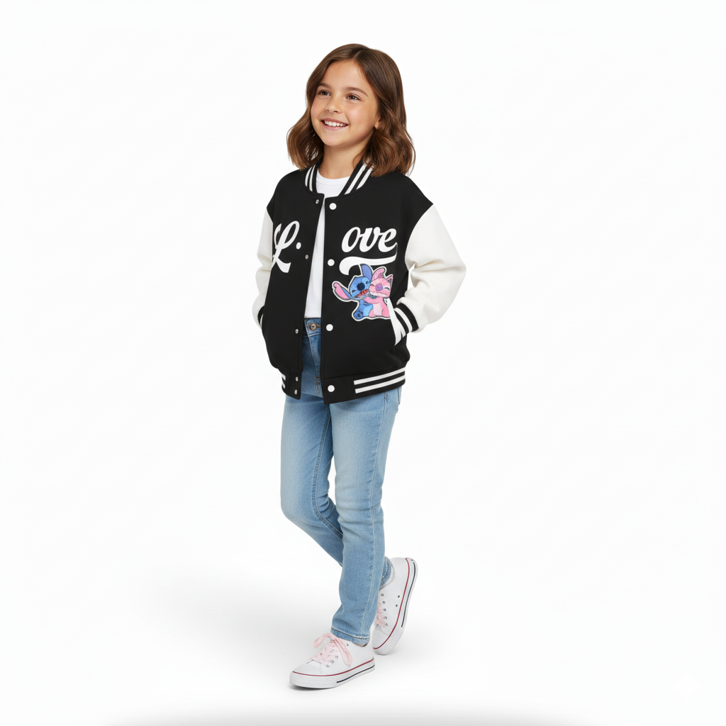 Two Tone Baseball Jacket For Girls