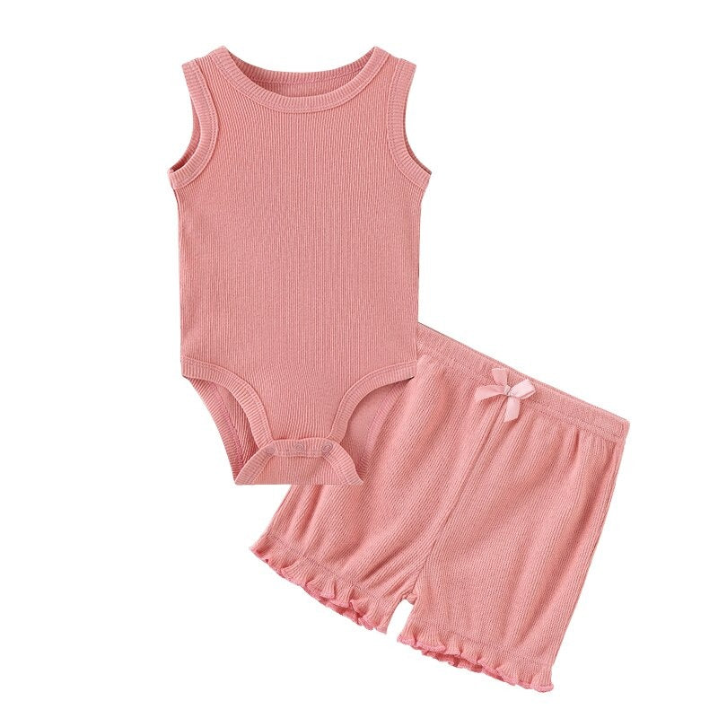 Sleeveless Bodysuit & Elastic Pants Set For Toddlers-Children Cloth Shop