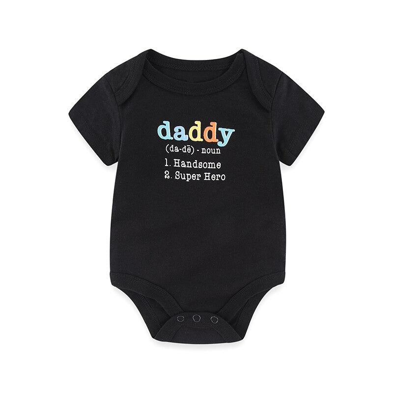 Black Cotton Short-Sleeved Baby Jumpsuit-Children Cloth Shop