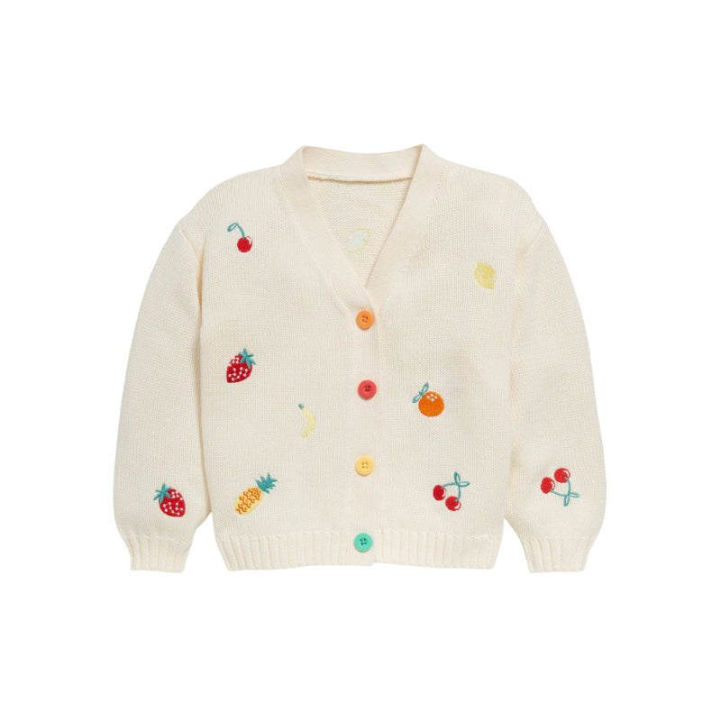 Fruit Printed Button Up Knit Cardigan Sweater