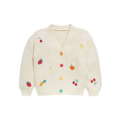 Fruit Printed Button Up Knit Cardigan Sweater