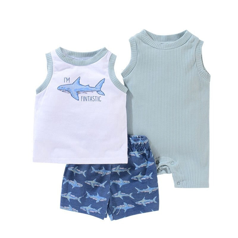 3Pcs Summer Top Jacket & Pant Romper Set-Children Cloth Shop