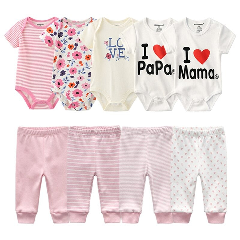 Multicolor Fall Bodysuits And Long Cotton Pants For Toddlers-Children Cloth Shop