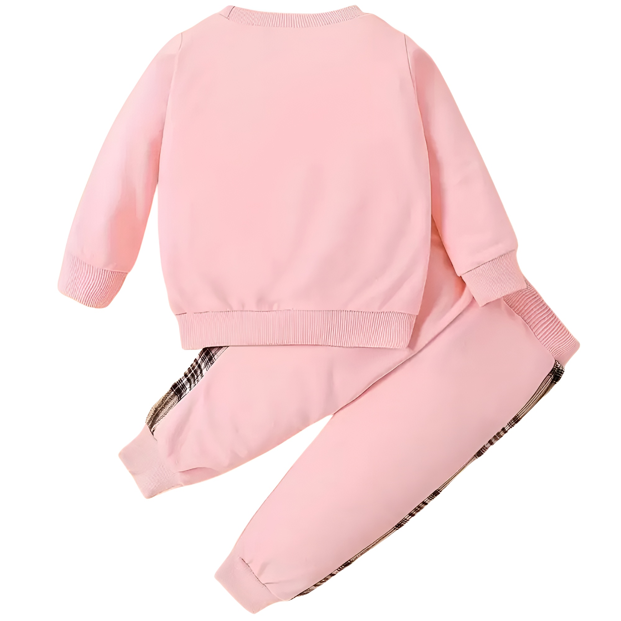 Baby Girls Round Neck Cartoon Print Long Sleeve Sweatshirt and Colorful Pants Two Piece Set