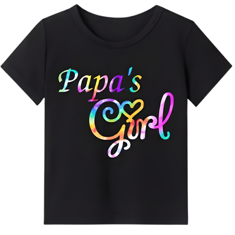 Papas Girl Colorful Letter Print Summer T Shirt For Girls
