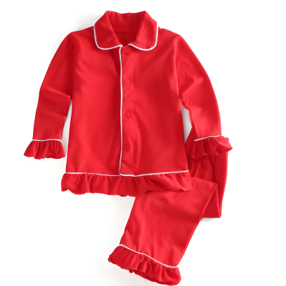 Kids Christmas Flannel Cotton Plaid Pajama Set For Siblings