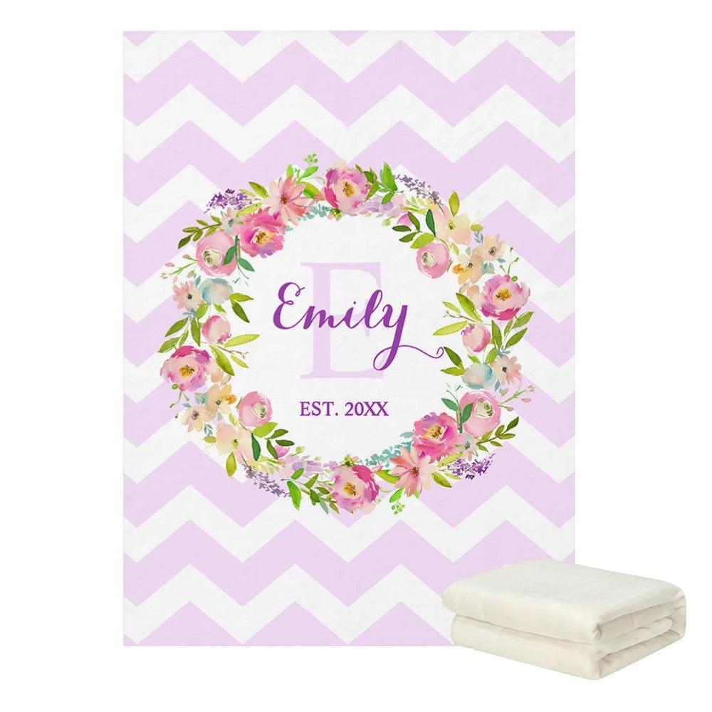 Name Printed Flower Blanket-Children Cloth Shop