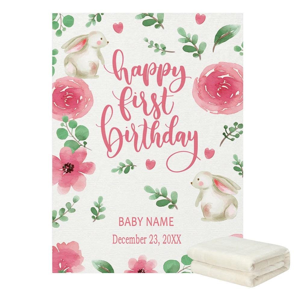 First Birthday Blanket – Personalized Baby Milestone Gift-Children Cloth Shop
