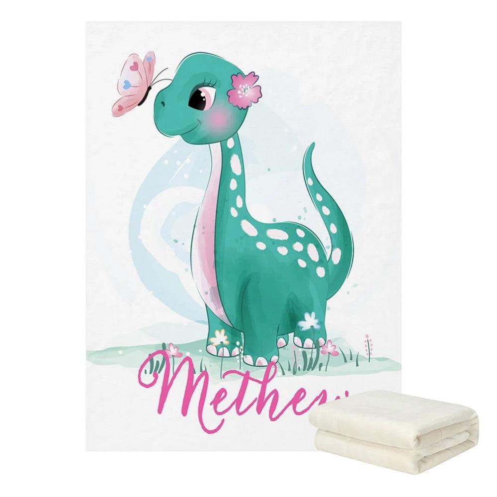 Dinosaur Custom Name Blanket for Nursery Decor-Children Cloth Shop